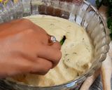 A picture of step 9 of Ram ladoo with mint coriander chutney.