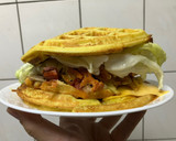 1cup份量，格子鬆餅漢堡的食譜步驟5照片