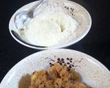 A picture of step 5 of Plantain and beans porriage with garri and milk.