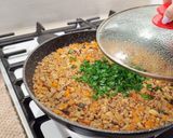 A picture of step 8 of Grown-Up Buckwheat Dinner with Diced Mushrooms and Vegetables (30-Minute One-Pan Meal).