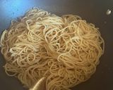 A picture of step 5 of Garlic Noodles with Shrimp.