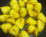 A picture of step 2 of Pan roasted potatoes.....served with pan fried goat meat.