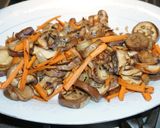 A picture of step 3 of Chicken Thigh Stew with Japanese Eggplant and Cremini Mushrooms with Rice Noodles, Jon Style.