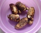 A picture of step 1 of Taro Masala Curry.