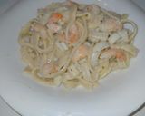 Une image de l'étape 6 de Pâtes aux scampis et calamars, sauce au Boursin.