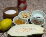 A picture of step 1 of Plastic Pepe Chutney (Raw Papaya Chutney).