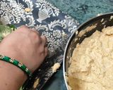 A picture of step 1 of Rikwachh or Arbi ke patte ki pakauri.