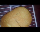 A picture of step 14 of Australian cake.. chocalate toping on vanilla cake.