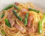 A picture of step 4 of Bacon and Aparagus Pasta.