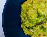 A picture of step 7 of Risotto with Asparagus Cream and Smoked Salmon.