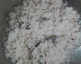 A picture of step 4 of Narali bhat (Coconut rice).