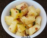 A picture of step 6 of Amaranth Poori with Aloo sabzi.
