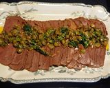 Svéd 🇸🇪Carpaccio lazac rostbiff és cékla szardellás vinaigrett recept fázis 3 fotója