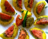 A picture of step 1 of Rainbow Dhokla.