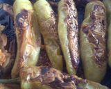A picture of step 5 of Rajasthani Bharwa Besan Mirchi.