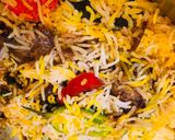 A picture of step 5 of Leftover alu bengan biryani.