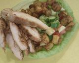 A picture of step 7 of Honey, ginger chicken and Kiwi infused salad lettuce bowl.