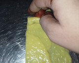 A picture of step 5 of Gujarati khandvi.