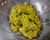 A picture of step 6 of Stuffed Bell Pepper fritters with ridge gourd (turiya) chutney.