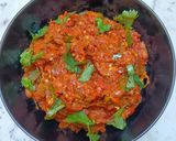 A picture of step 4 of Bhartha with capsicum 🫑.