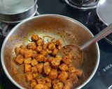 A picture of step 3 of Veg. Babycorn in curd.