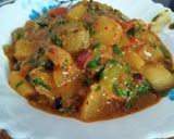 A picture of step 4 of Radish potato brinjal curry in mustard paste.