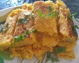 A picture of step 2 of Besan ka cheela.