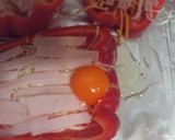 A picture of step 4 of Red Bell Peppers Stuffed with Ham, Cheese, and Egg.
