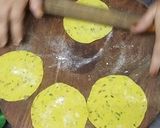 A picture of step 4 of Masala Poori from left over sooji upama.