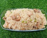 A picture of step 7 of Chicken Mattar Pualo 😍😍.