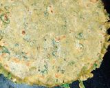 A picture of step 4 of Mixed millet partha with bathua and methi leaves.