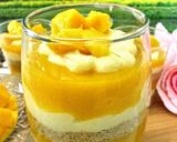 A picture of step 1 of 3 layered mango custard pudding.