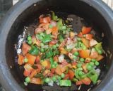 A picture of step 3 of Vegetable Dalia (broken wheat dalia).