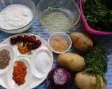 A picture of step 1 of Palak Aloo with Chapati.