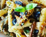 A picture of step 4 of Cold Pasta with Eggplant and Almond Pesto.