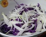 A picture of step 2 of Sweet and sour red cabbage slaw.