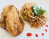 Hình bước làm 11 của món Bún lứt xào và ức gà rán