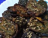 A picture of step 5 of Arum  leaves  Discs (colocasia leaves pinwheels).