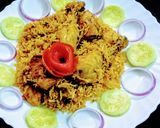 চিকেন দম বিরিয়ানী ইন মাইক্রোওয়েভ (Chicken dum biryani in microwave recipe in Bengali) রেসিপির ধাপ 7 ছবি