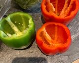 A picture of step 2 of Quinoa stuffed peppers.