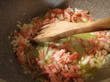 Risotto con zucca, gorgonzola, speck croccante e fonduta di gorgonzola