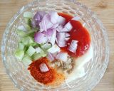 A picture of step 3 of Thousands Island sauce(homemade) with bread Toast.