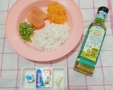Foto langkah ke 1 dari resep BUBUR MPASI SALMON CHEESE || Menu lengkap 4 bintang ⭐🧀🍣.
