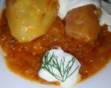Töltött káposzta kapros-paradicsomos feltéttel, gluténmentesen recept fázis 10 fotója