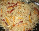 A picture of step 3 of Vegetable rice and white chicken stew.