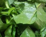 A picture of step 1 of Pui shaaker chochhori (Malabar Spinach with mixed vegetables).