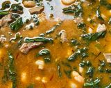 Foto del paso 7 de la receta Meloso de arroz con presa ibérica, gambitas y espinacas …