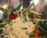 A picture of step 1 of Indian style okra (Vegan).