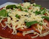 A picture of step 3 of Healthy (vaguely) pizza!.