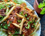 A picture of step 4 of Iraqi cuisine chicken kepsa rice.